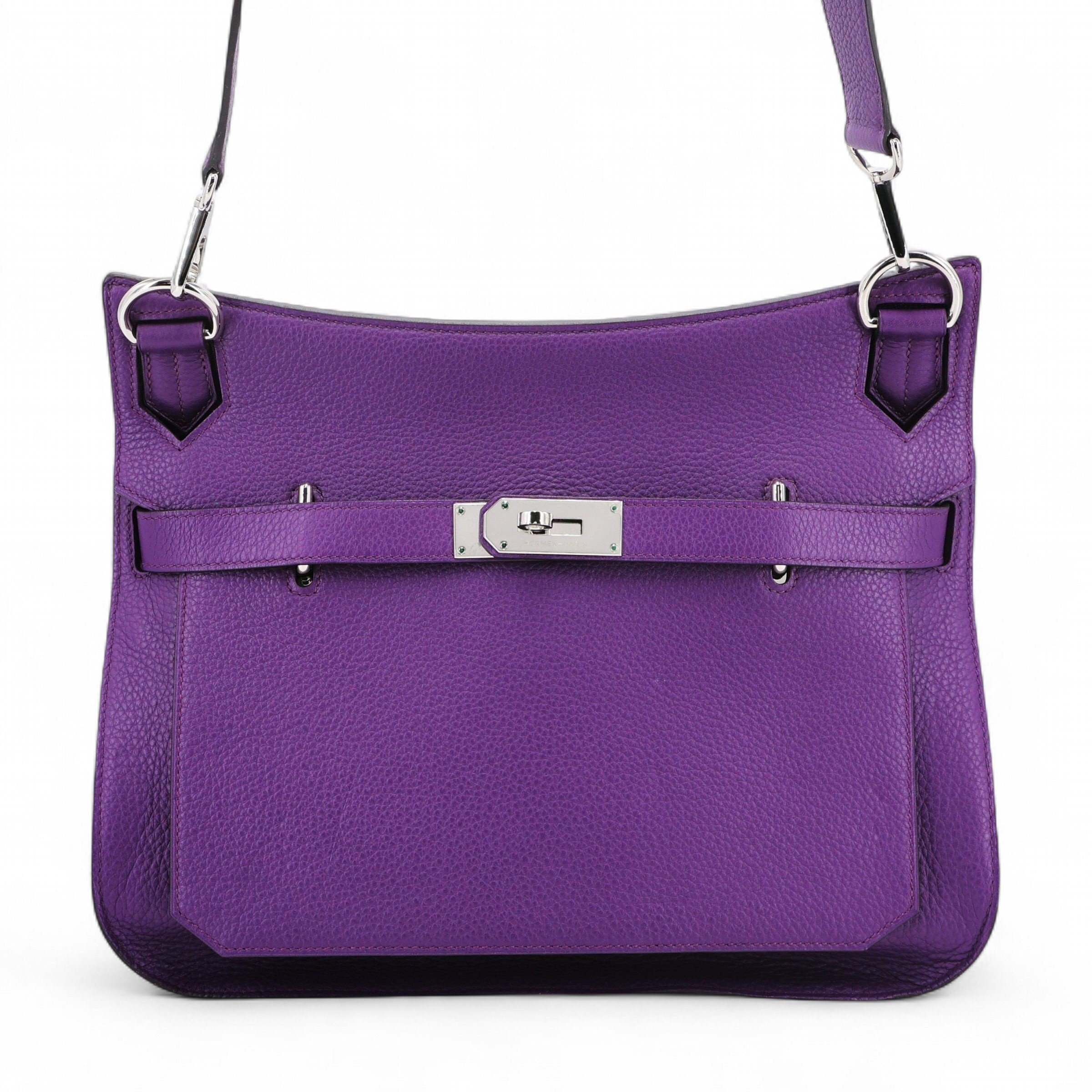 Hermes Very Good ( Rank A) HERMÈS Jypsiere 34 Ultraviolet (5L) Clemence Palladium hardware Square Q (2013)