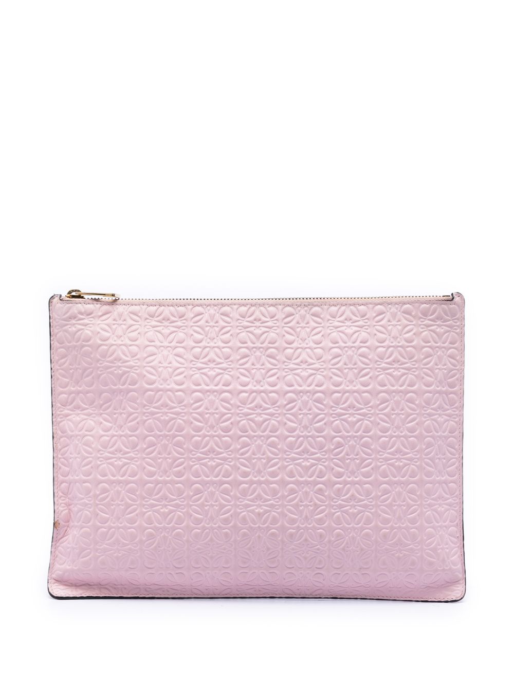 2015 Embossed Anagram Calfskin Repeat Pouch clutch bag