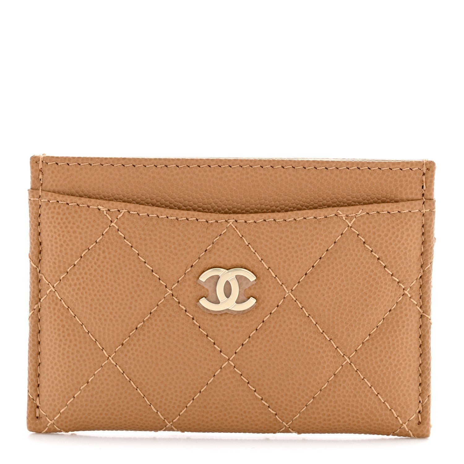 Chanel Caviar Quilted Card Holder Beige
