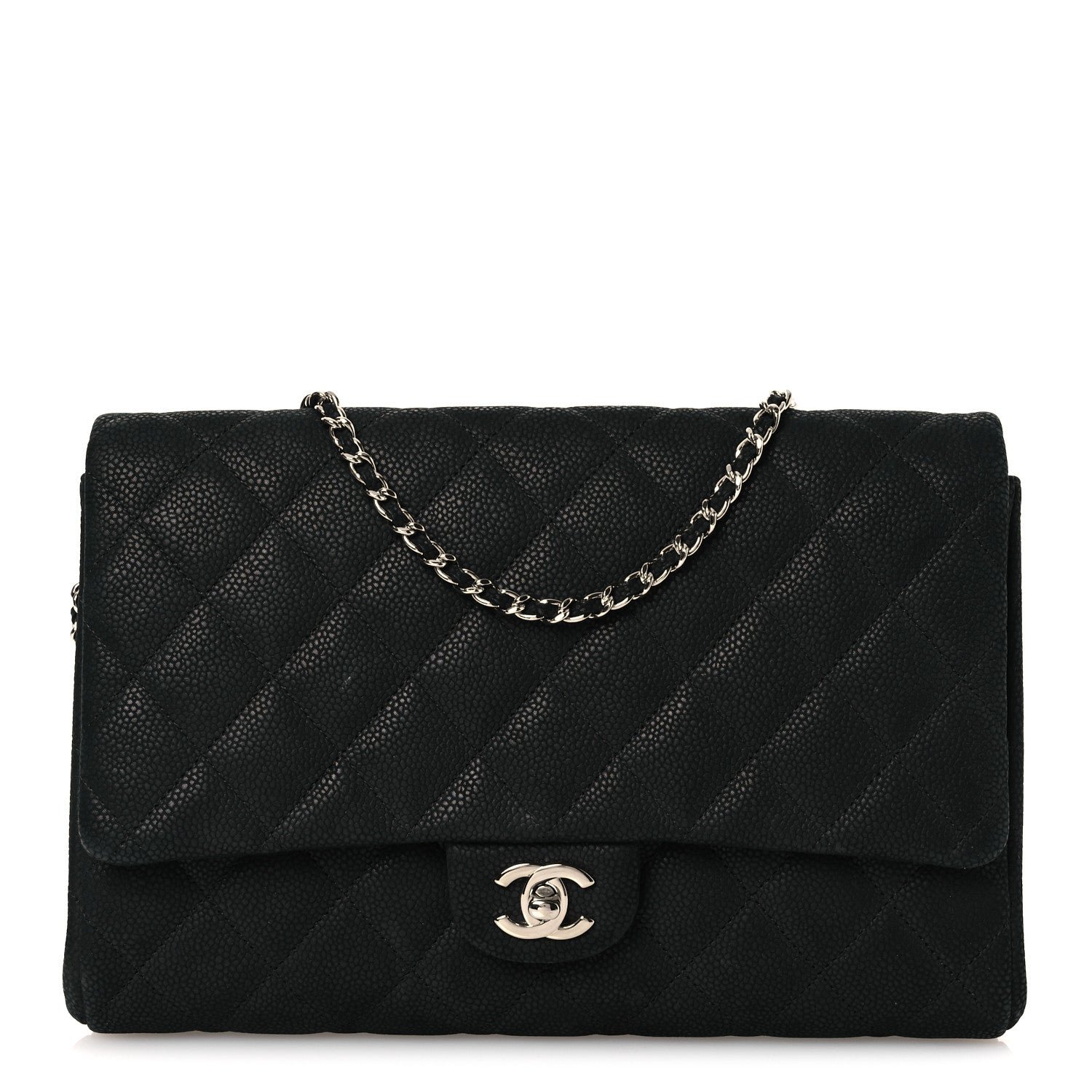 Chanel Iridescent Caviar Quilted Clutch With Chain Flap Black