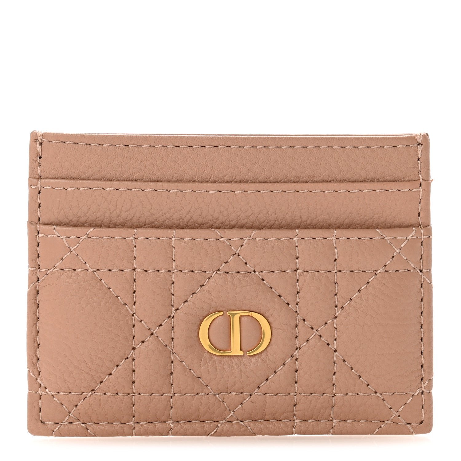 Christian Dior Supple Calfskin Cannage Caro Freesia Card Holder Rose De Vents