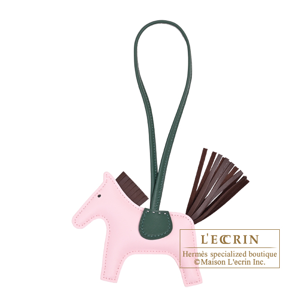 Hermes Rodeo charm PM Rose darling/ Chocolat Agneau