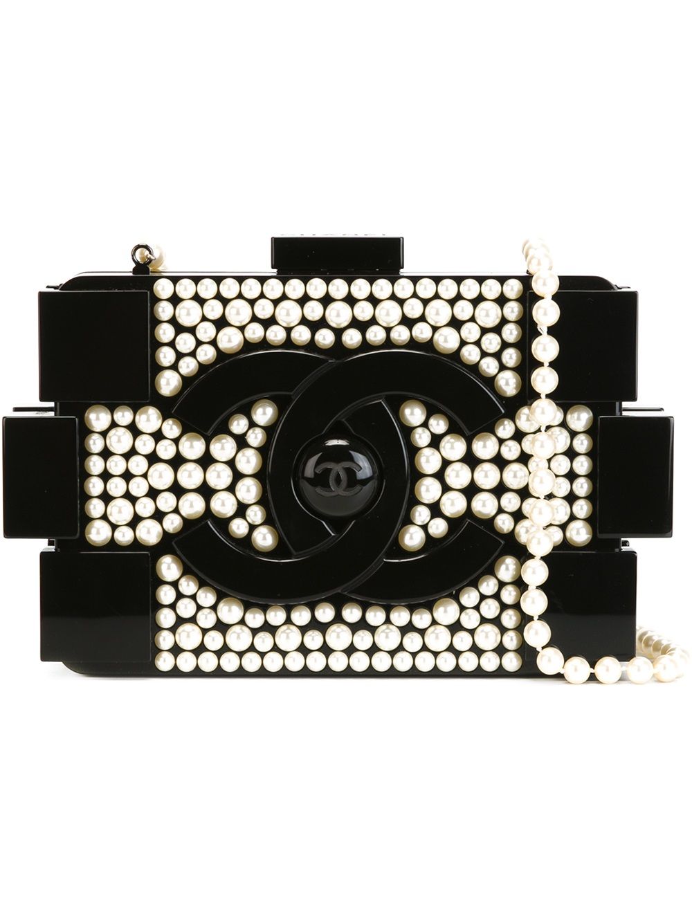 Brick faux pearls clutch