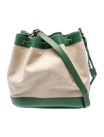 Hermes Vintage Swift & Ecru Toile Market Bucket Bag GM