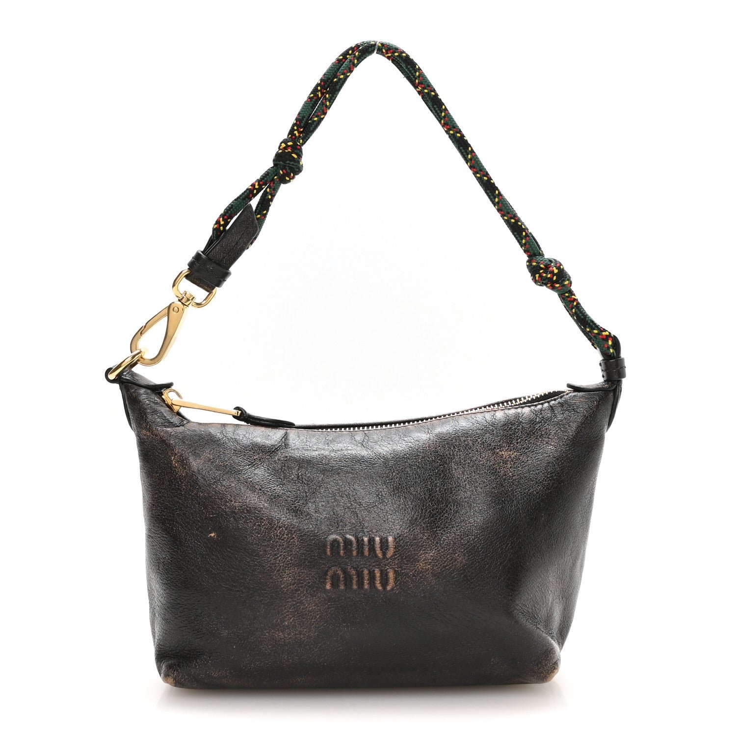 Miu Miu Nappa Old Pouch Bag Caffe Verde