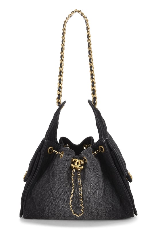 Black Denim Chanel 25 Hobo Small