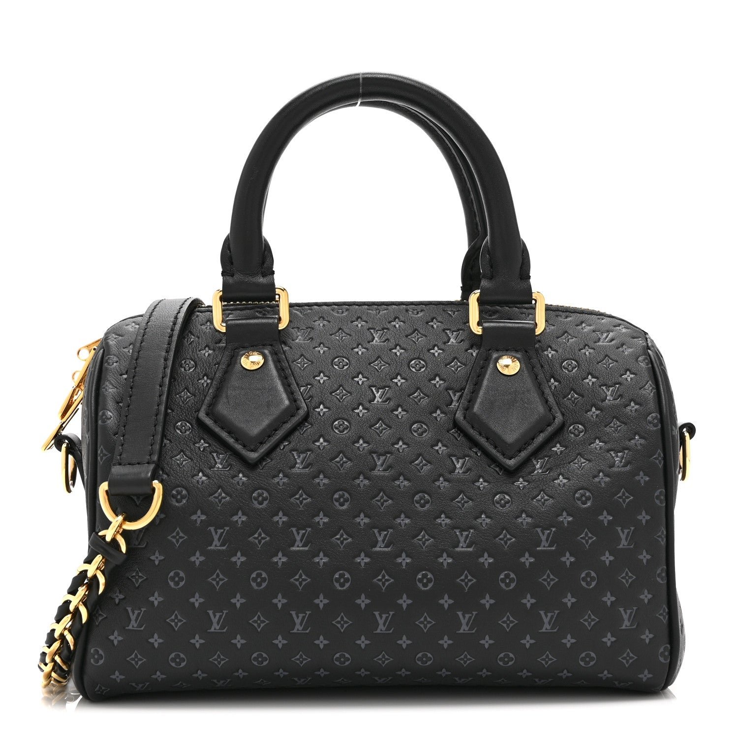 Louis Vuitton Louis Vuitton Calfskin Nanogram Embossed Speedy 20 Black