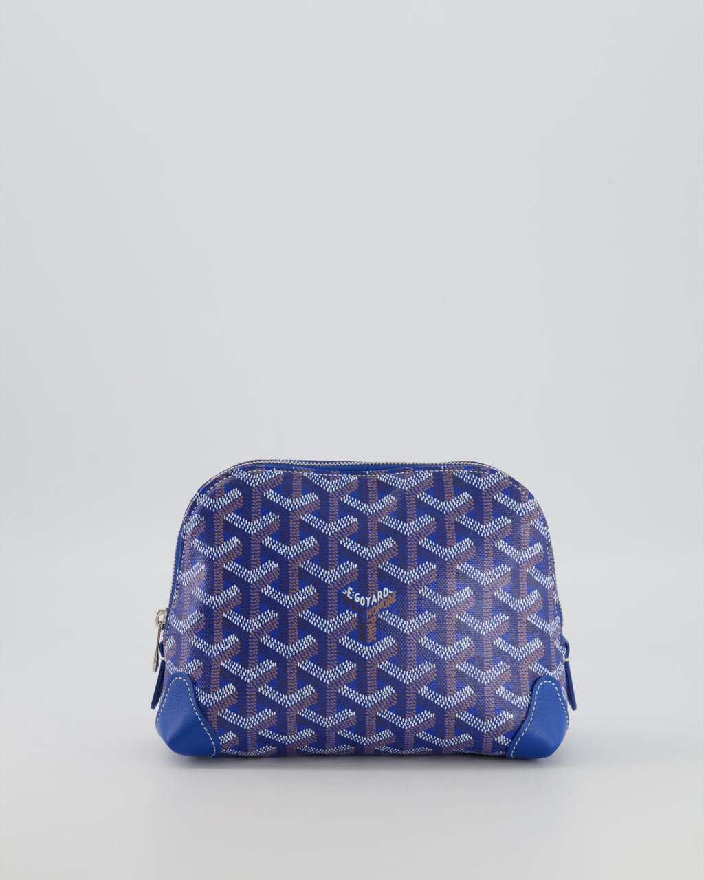 Goyard Goyard Vendome Pouch Bag in Blue Goyardine Coated Canvas with Silver Hardware