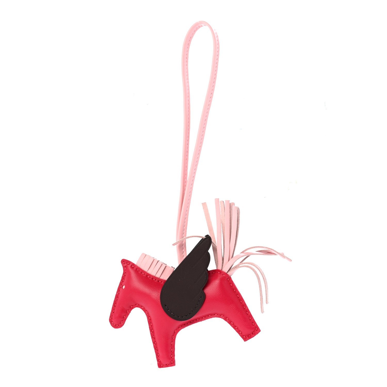 Hermes Milo Lambskin Grigri Rodeo Pegase Horse Bag Charm PM  Framboise Rose Sakura Rouge Sellier