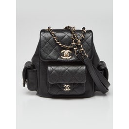 Chanel Black Quilted Lambskin Leather Mini Duma Multipocket Backpack Bag