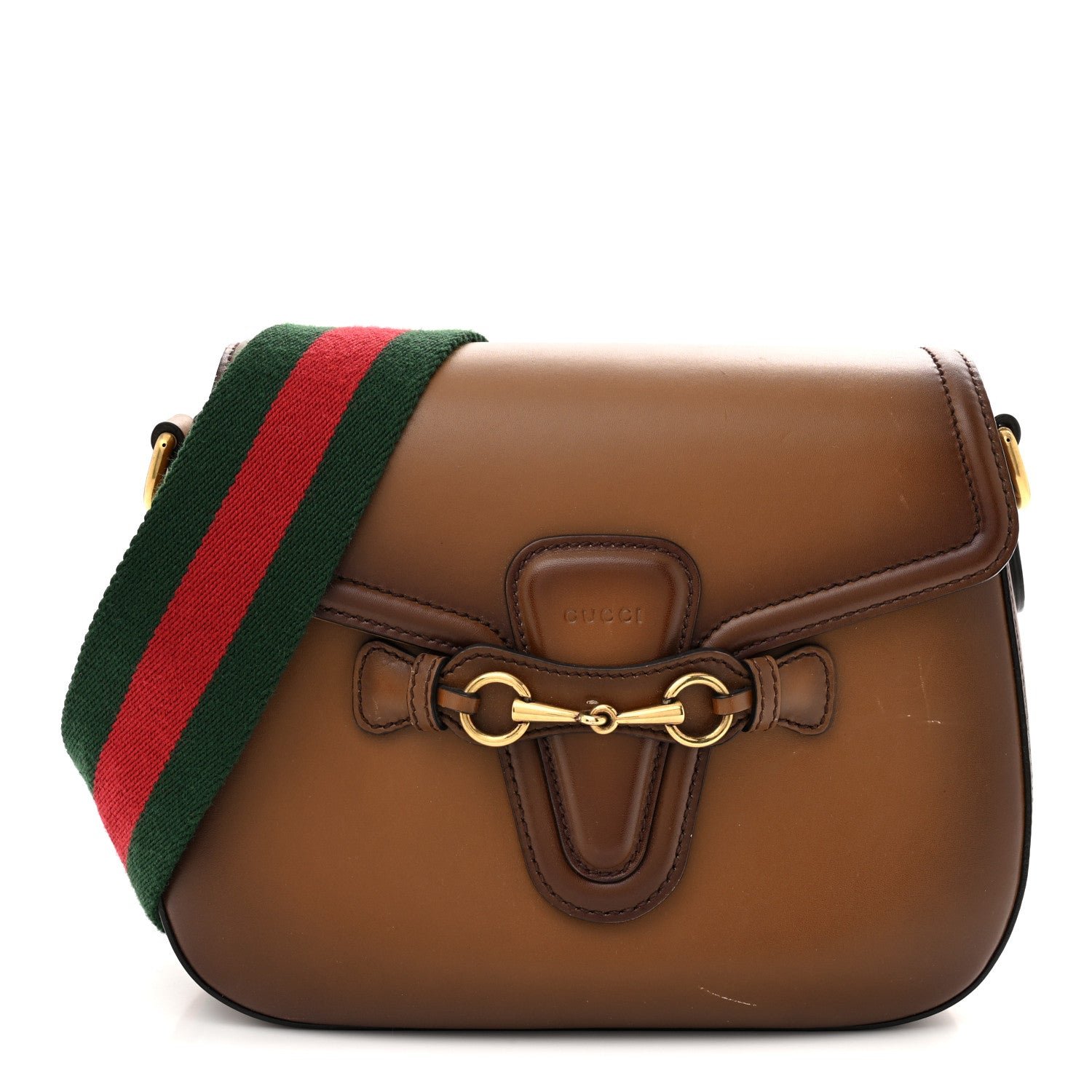 Gucci Calfskin Medium Lady Web Shoulder Bag Cuir