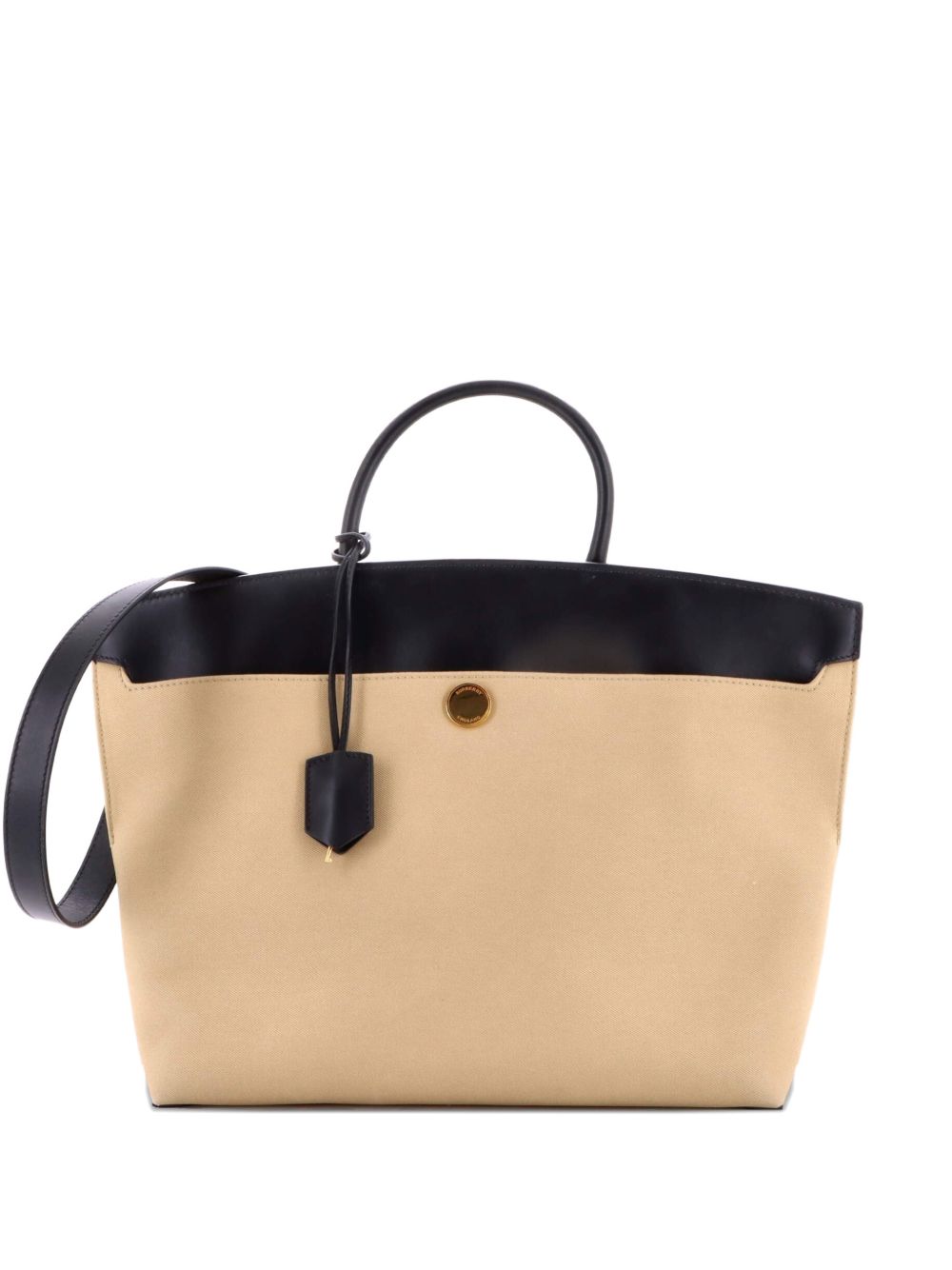 Burberry Society Top Handle Bag Canvas with Leather Large satchel
