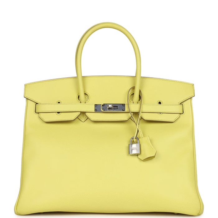 Hermes Pre-owned Hermes Birkin 35 Soufre Epsom Palladium Hardware