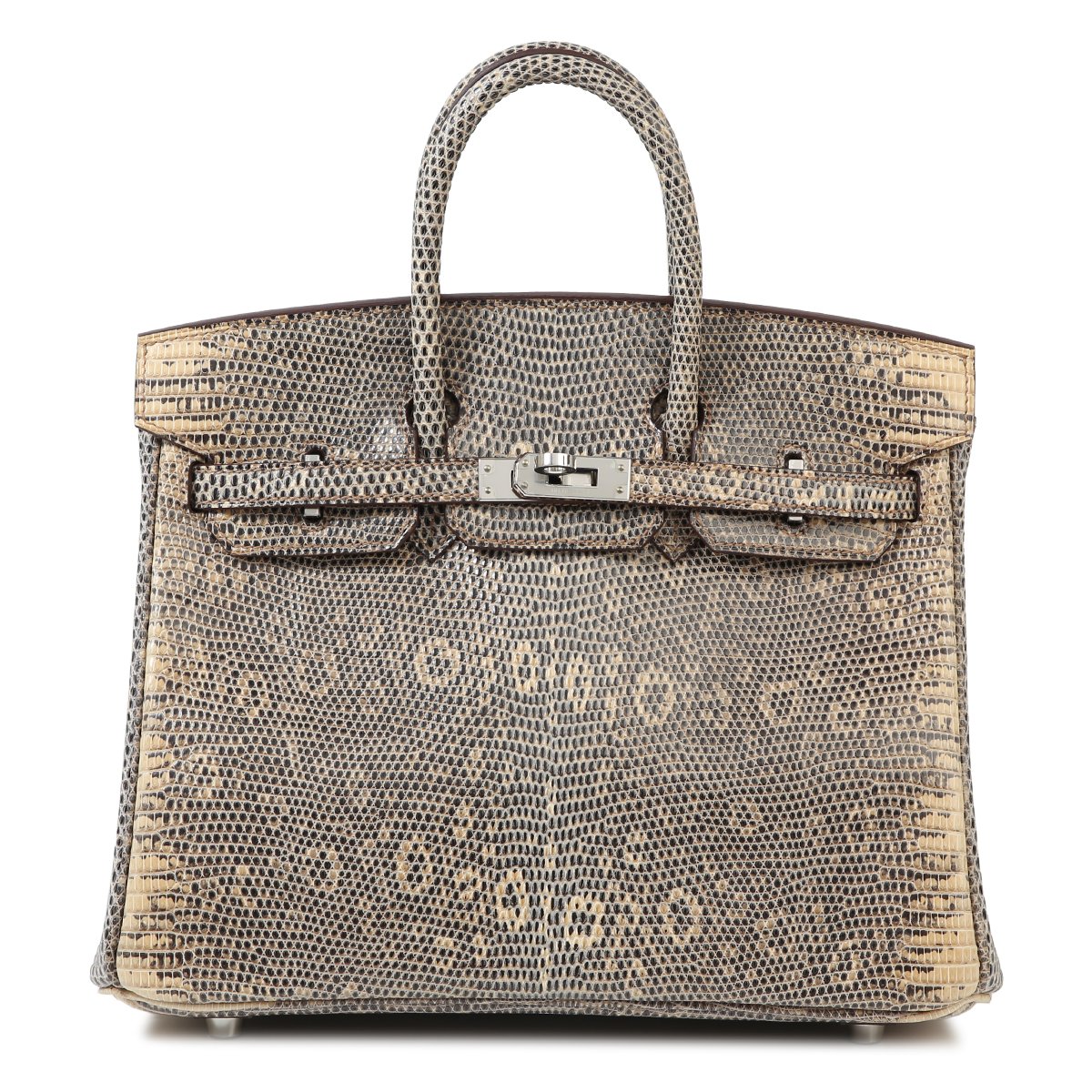 Hermes HERMÈS Natural Ombre Lizard Birkin 25 handbag in Desert with Palladium hardware