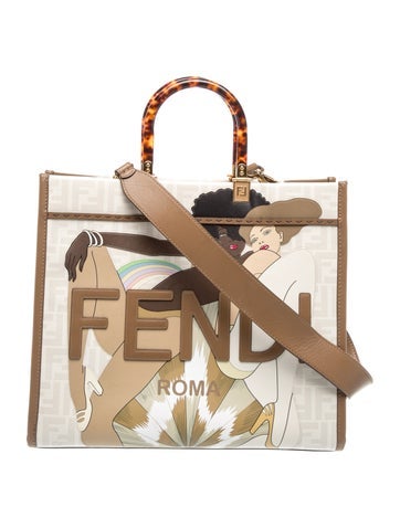 Zucca FF Sunshine Shopper Tote featuring a "Bikini Girls" Graphic Print Medium