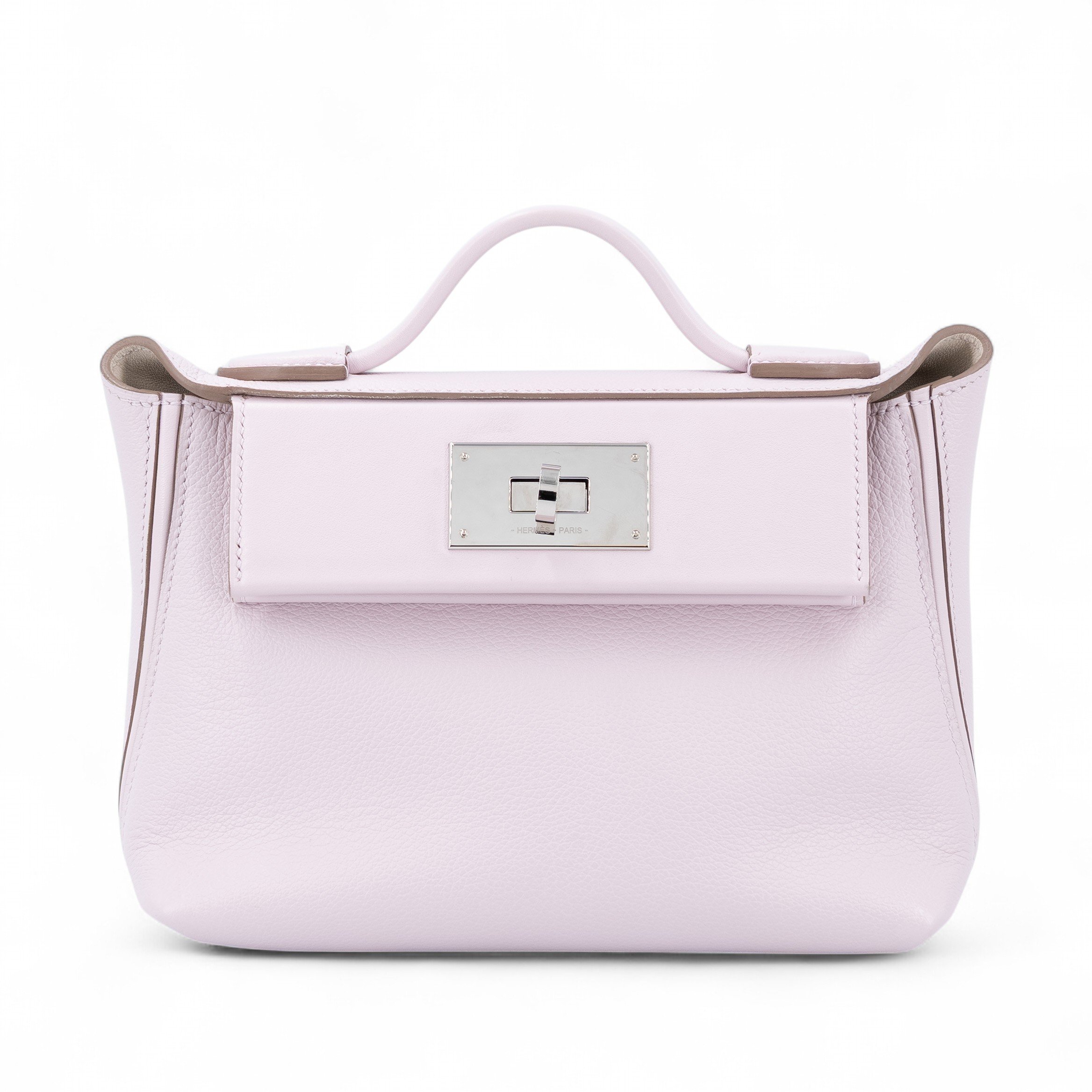 Hermes Very Good ( Rank A) HERMÈS 24/24 - 21 mini Mauve Pale (09) Nata (I2) Evercolor Swift Palladium hardware B (2023)