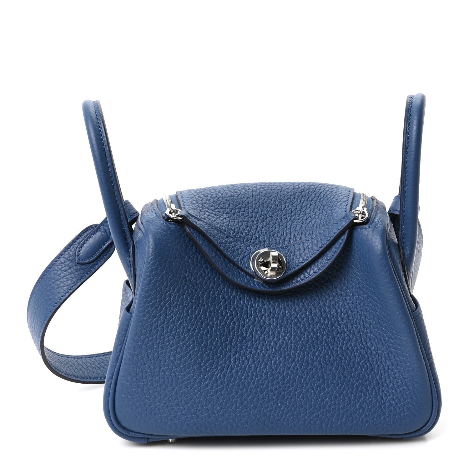 Hermes Taurillon Clemence Mini Lindy 20 Bleu Tie