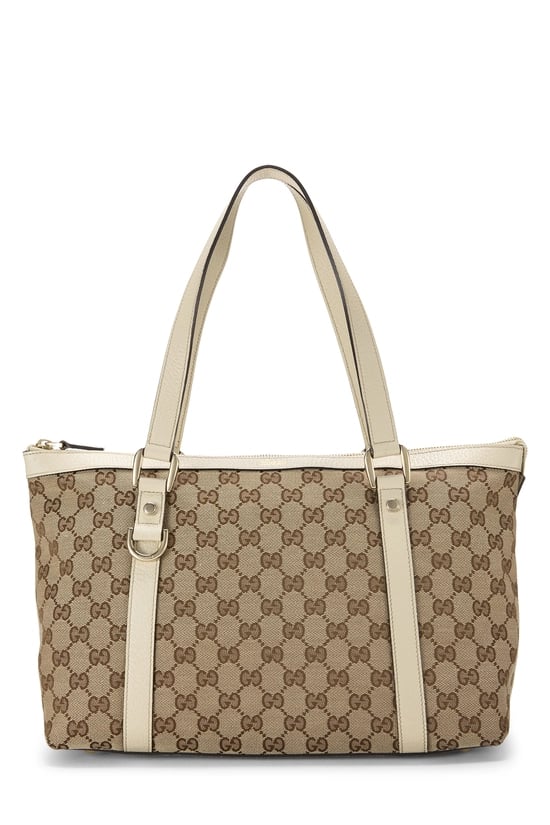 Cream Original GG Canvas Abbey Zip Tote