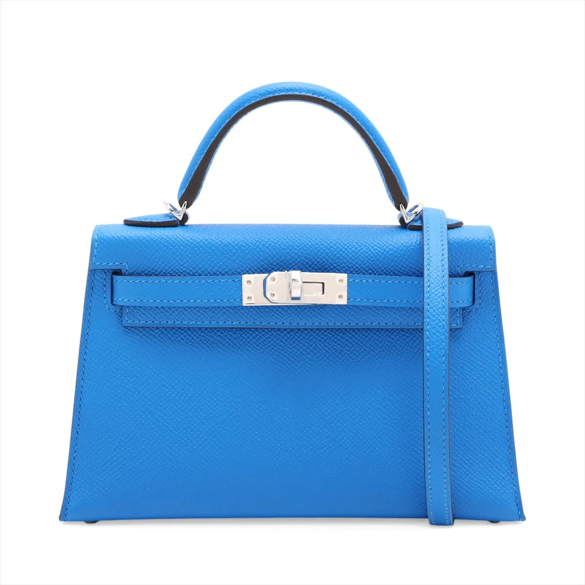 Hermès mini kelly 2 20 Veau Epsom Blue hydra Silver Metal Fittings