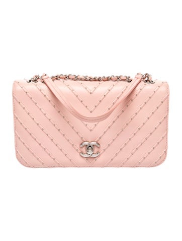 Studded Chevron Quilted Flap