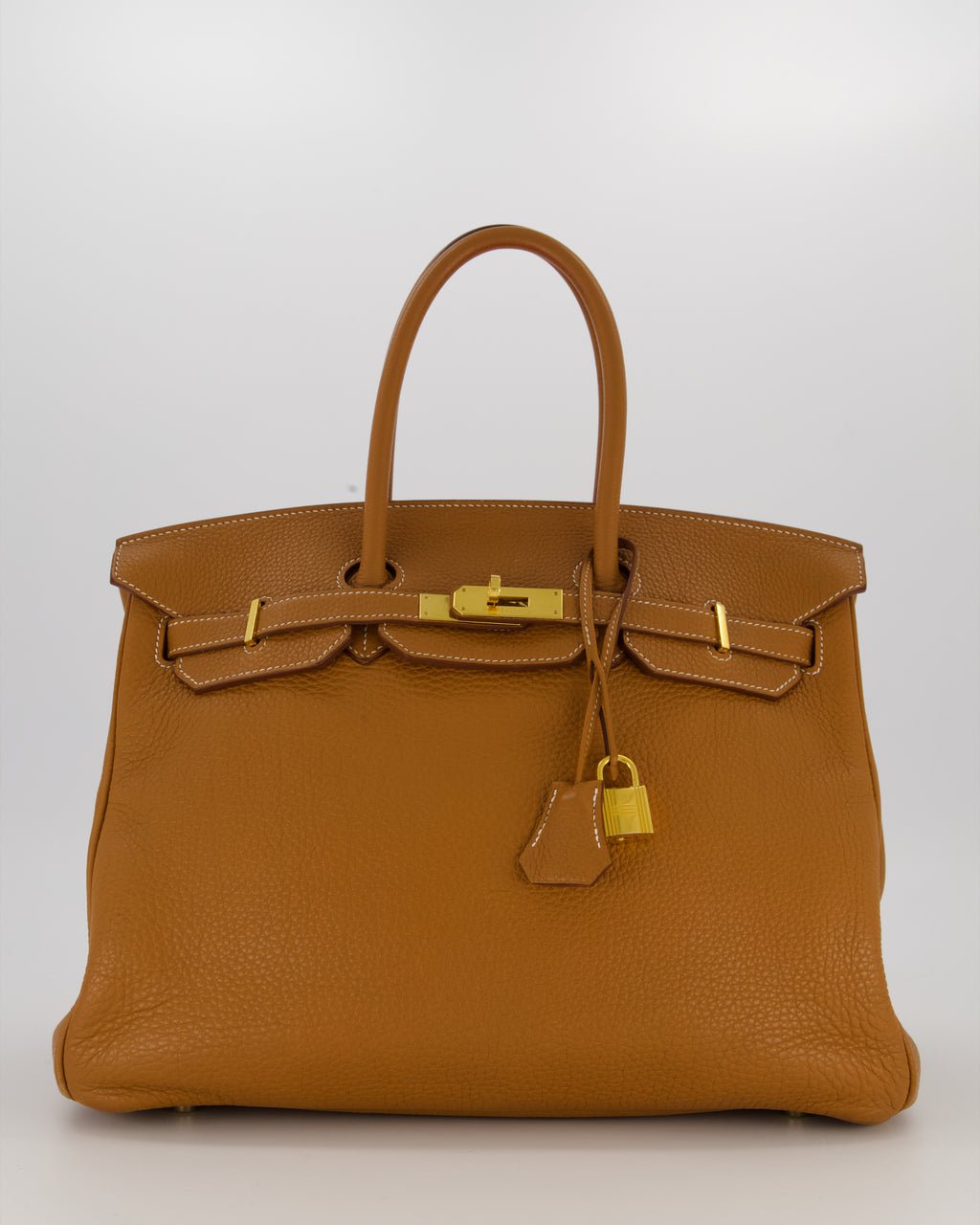 Hermes Hermès Birkin 35 Retourne Bag in Gold Clemence Leather with Gold Hardware
