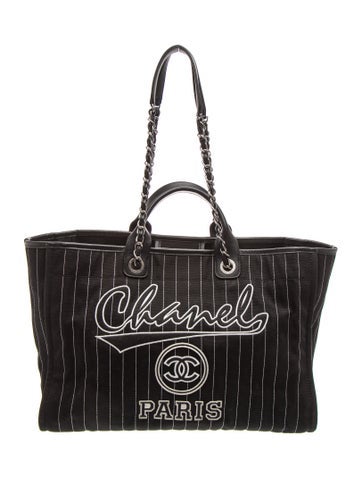 Large Pinstriped Deauville Shopping Bag