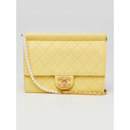 Chanel Pink Quilted Lambskin Leather Pearl Chain Flap Bag