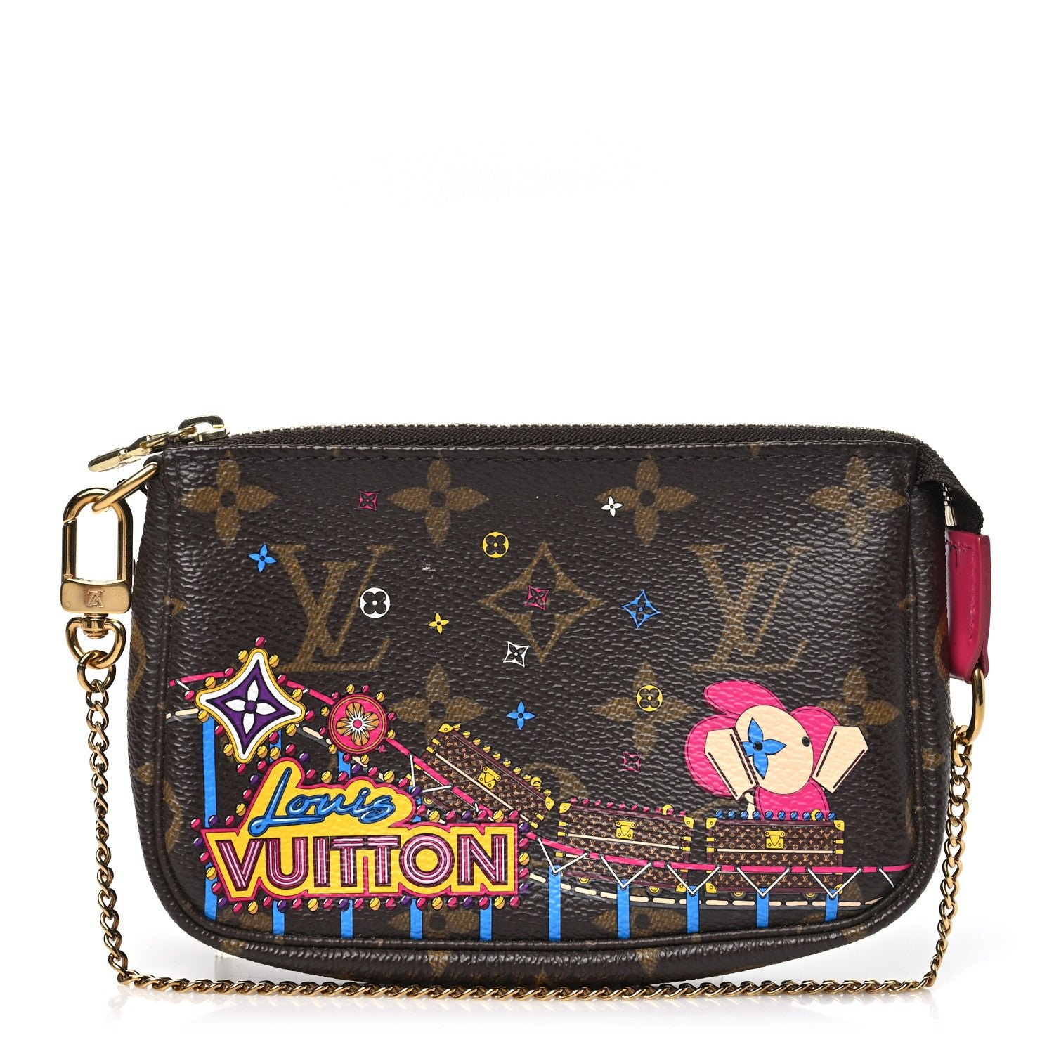 Louis Vuitton Monogram 2020 Christmas Animation Roller Coaster Mini Pochette Accessories Pivoine