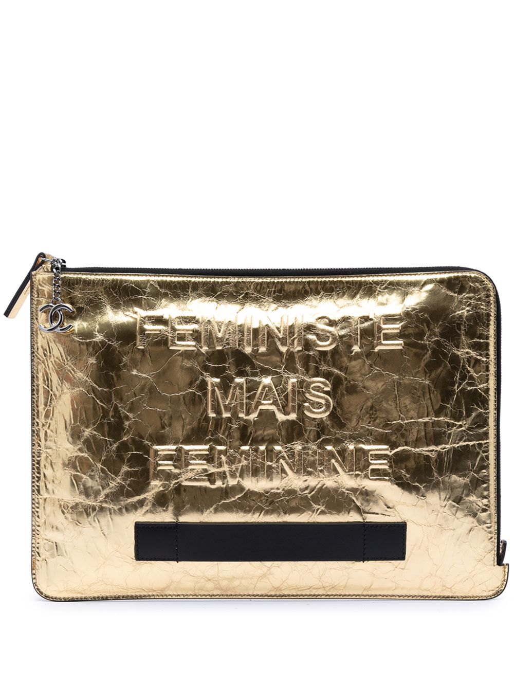 2014-2015 Metallic Crinkled Calfskin Feministe Mais Feminine Pouch clutch bag