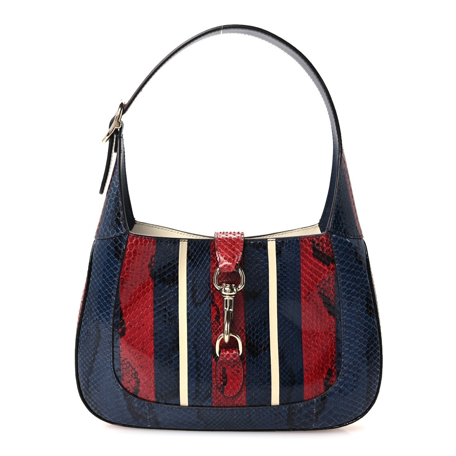 Gucci Snakeskin Web Small Jackie 1961 Hobo Rosso Ancora Blue