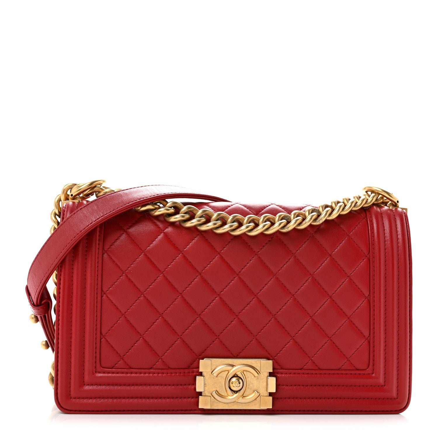 Chanel Calfskin Quilted Medium Boy Flap Red