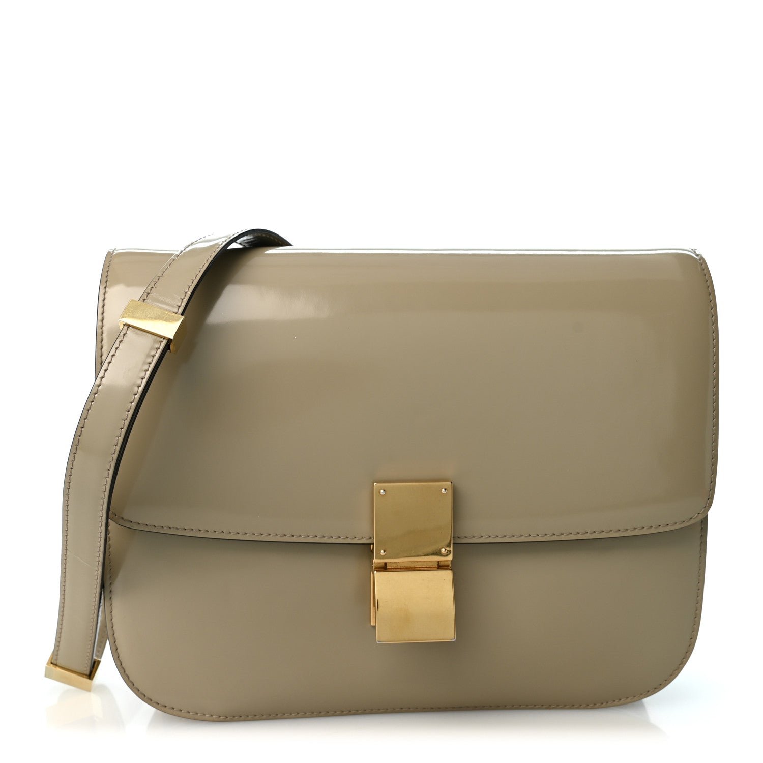 Celine Spazzolato Calfskin Medium Classic Box Flap Bag Taupe