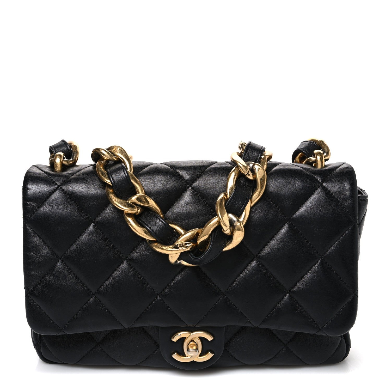 Chanel Lambskin Quilted Small Funky Town Flap Black
