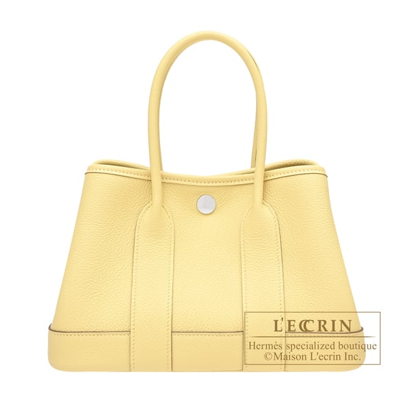 Hermes Neo Garden bag 23 Jaune poussin Togo leather Silver hardware