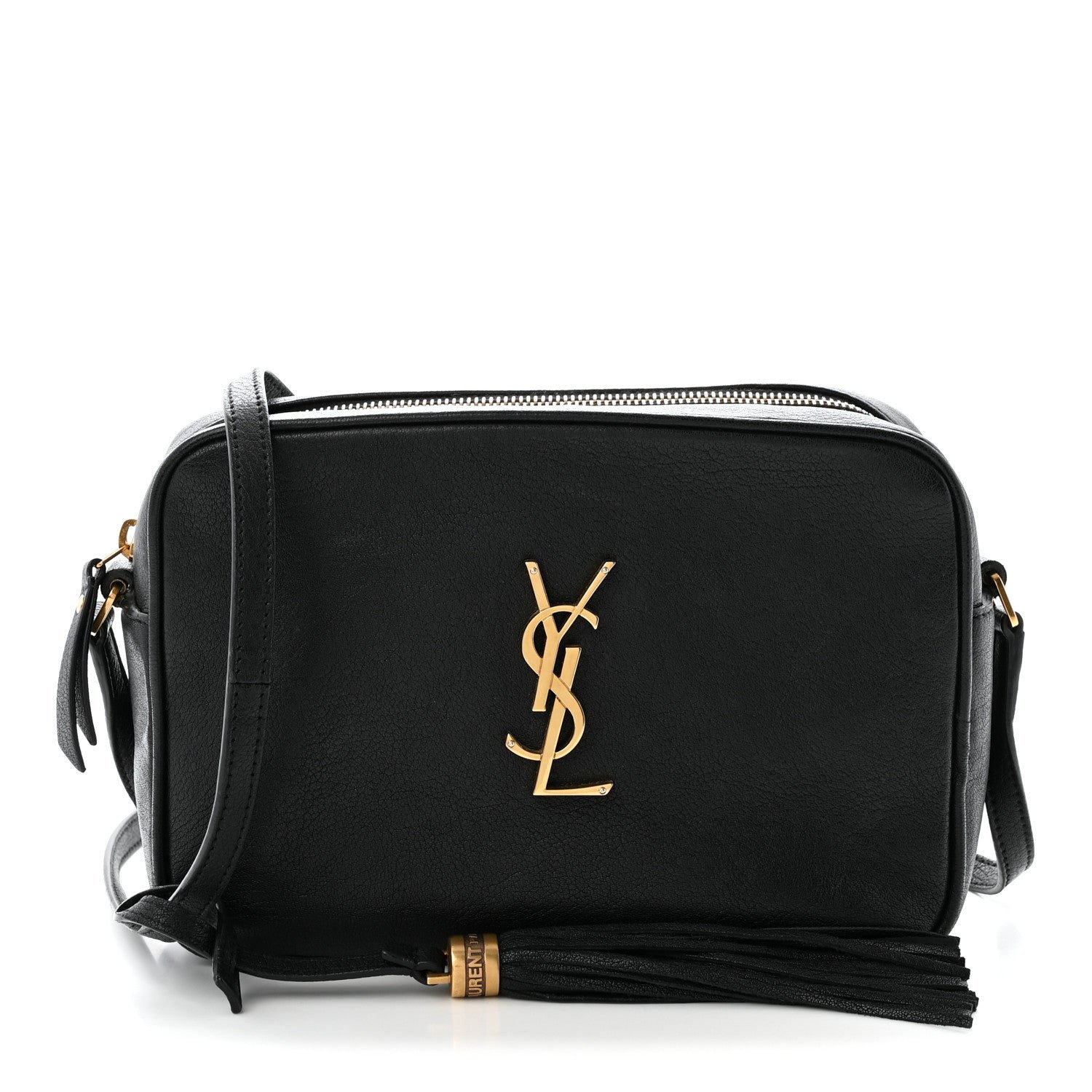 Saint Laurent Grained Lambskin Monogram Lou Camera Bag Black