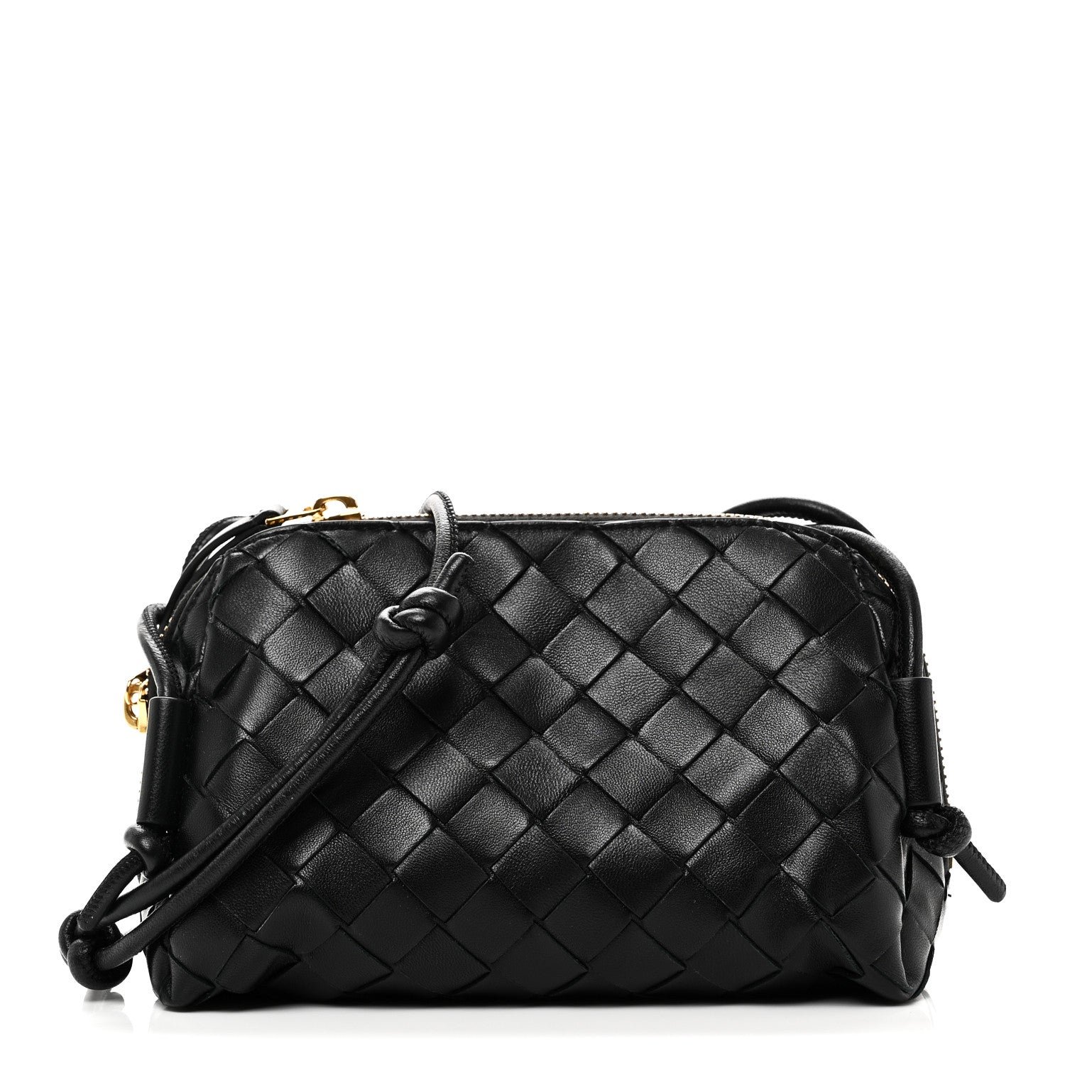 Bottega Veneta Calfskin Intrecciato Small Loop Top Handle Black