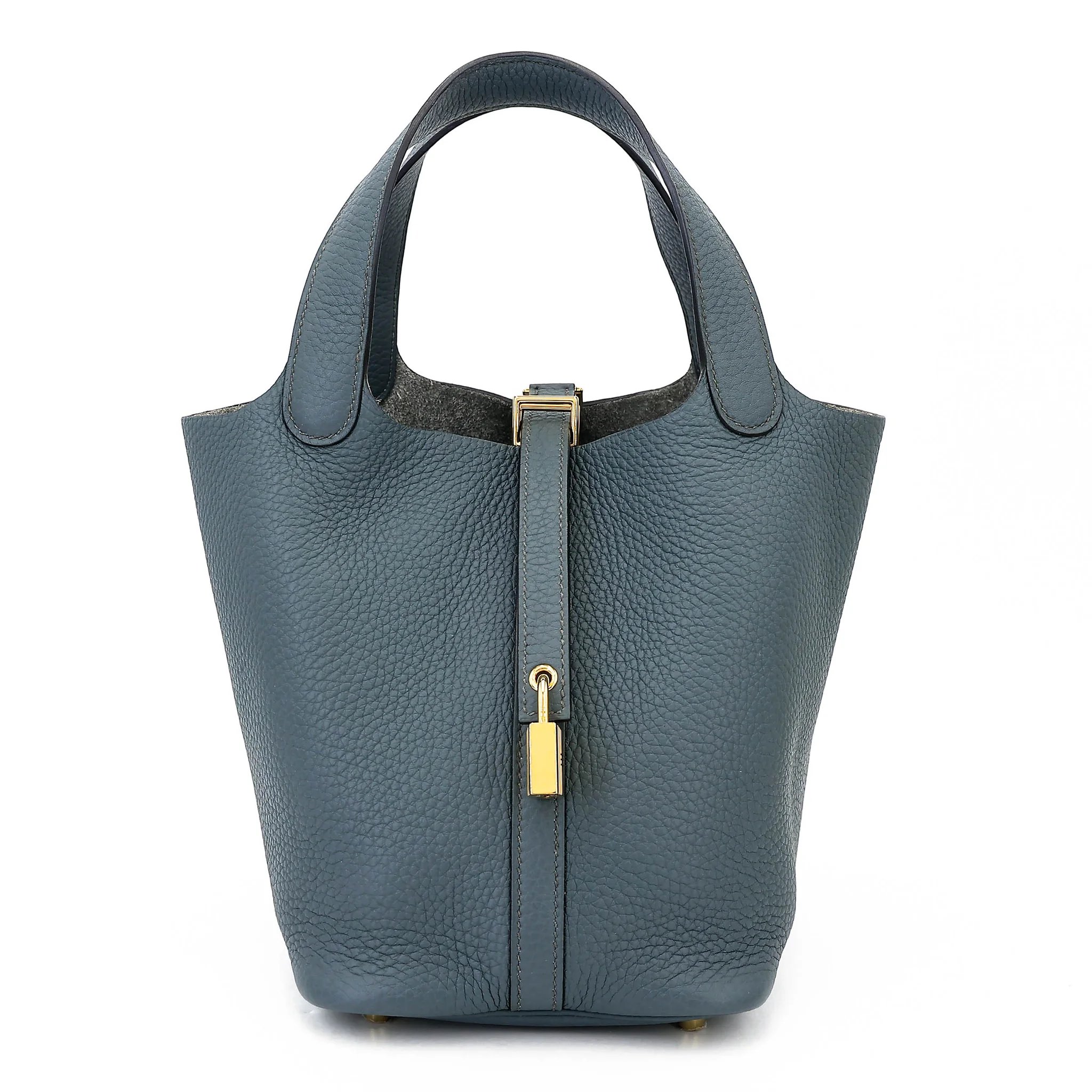 Very Good ( Rank A) HERMÈS Picotin Lock PM Bleu Orage (Y7) Clemence Gold hardware Z (2021)