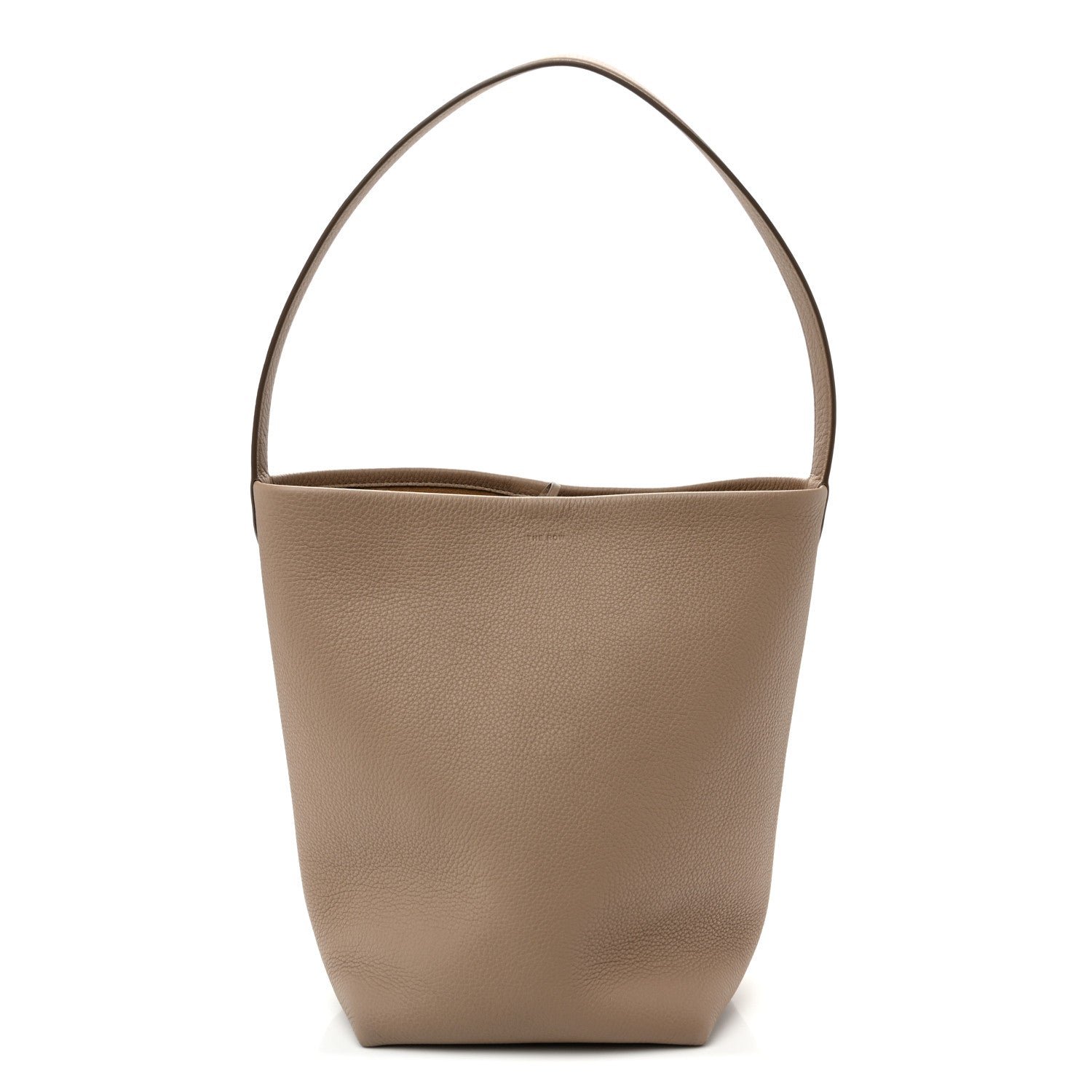 The Row Grained Calfskin Medium N/S Park Tote Dark Taupe