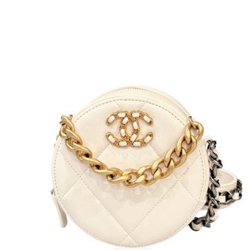 Suede Round Clutch With Chain 19