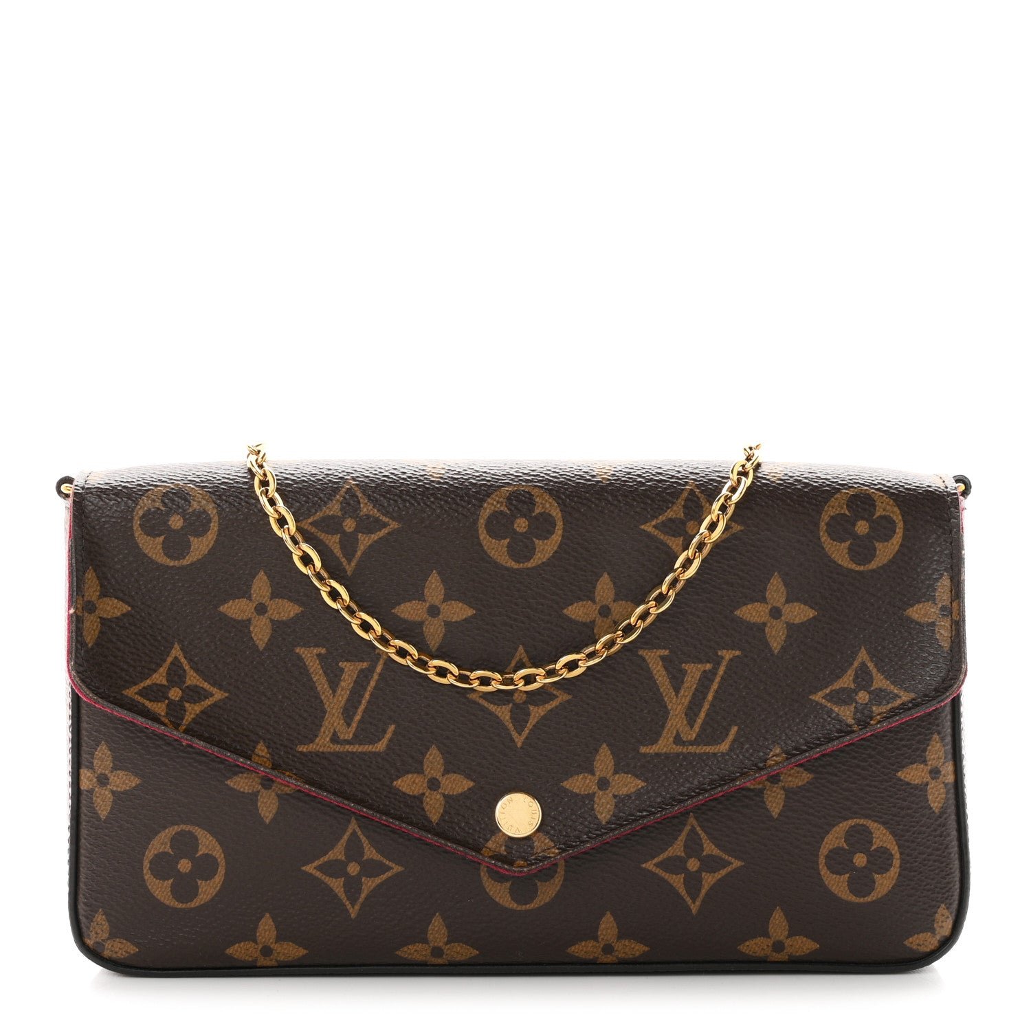 Louis Vuitton Monogram Pochette Felicie Chain Wallet Fuchsia