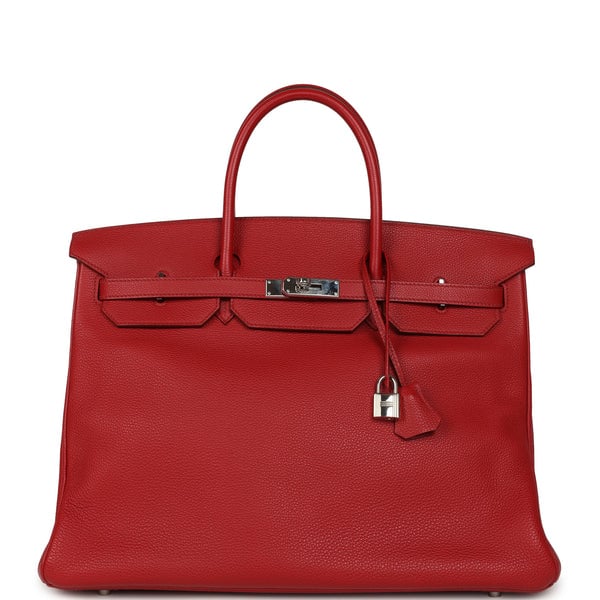 Hermes Pre-owned Hermes Birkin 40 Rouge Garance Togo Palladium Hardware