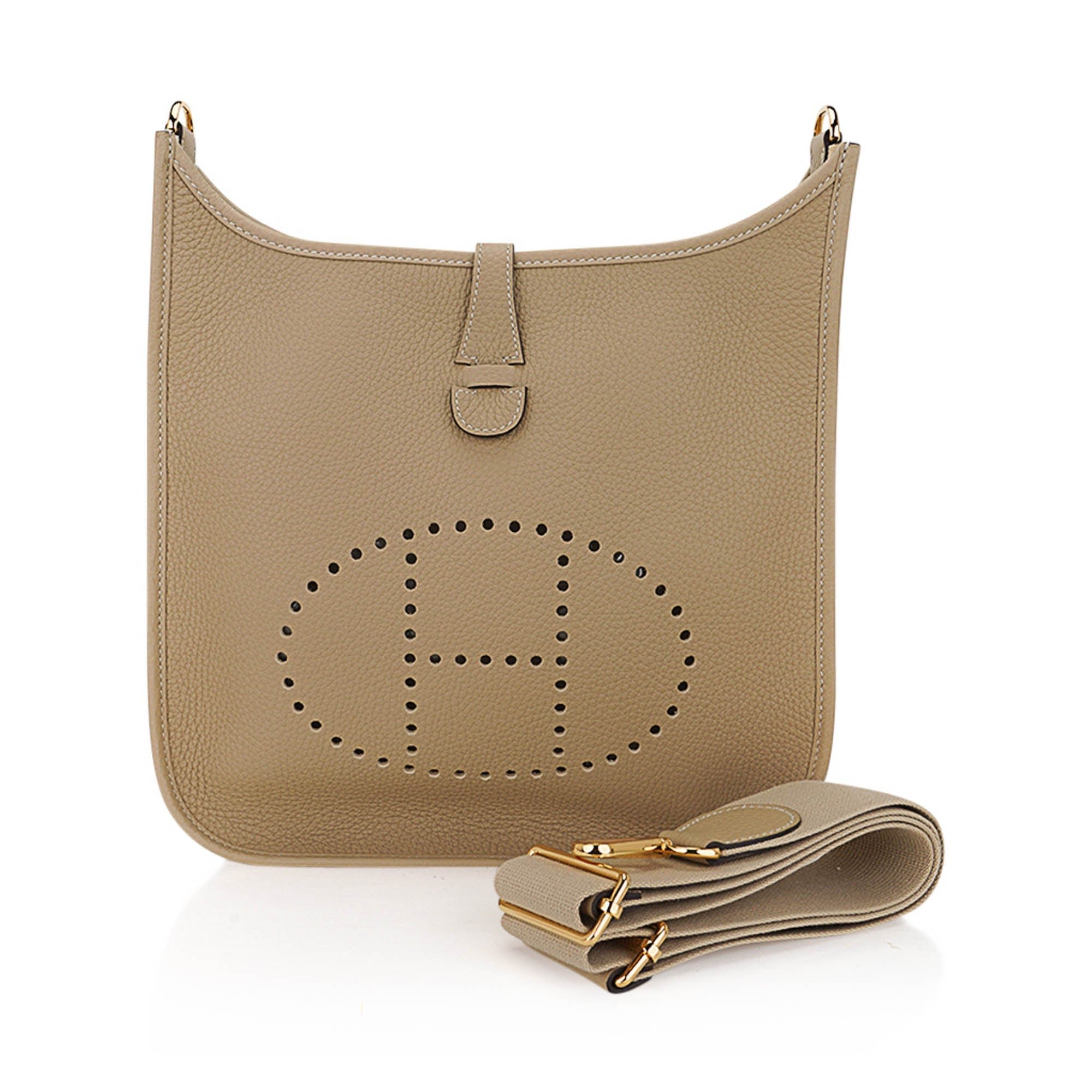 Hermes Evelyne PM Trench Bag Clemence Leather with Gold Hardware