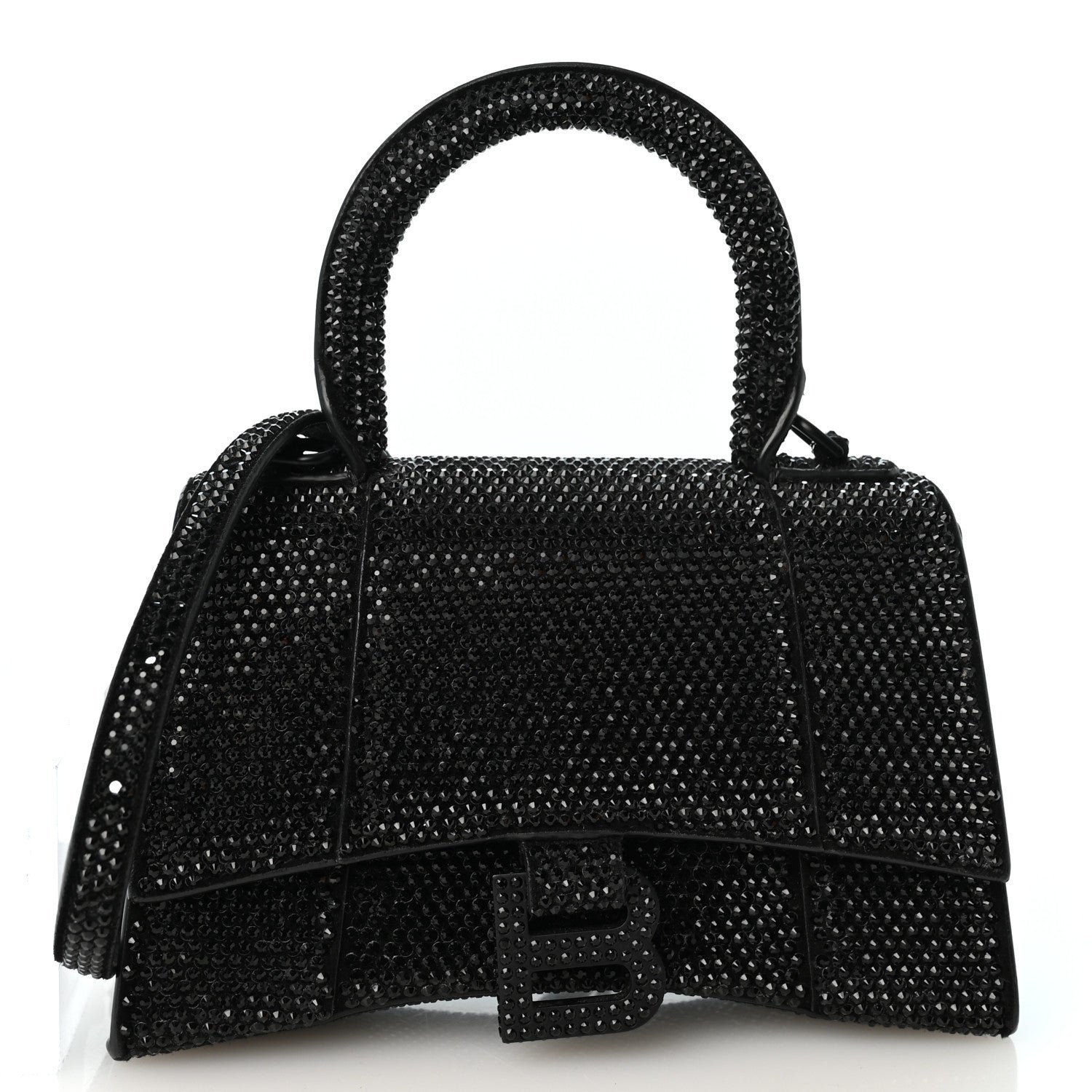 Balenciaga Balenciaga Strass Suede Hourglass Top Handle Bag XS Black Jet