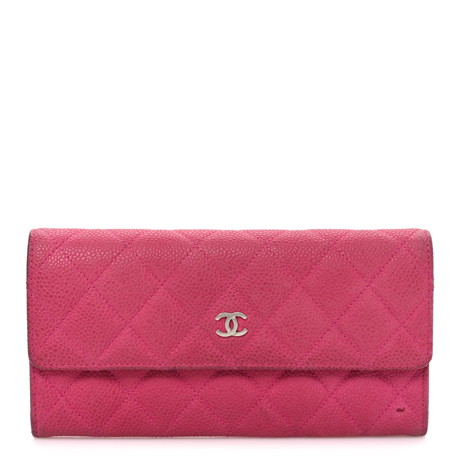 Chanel Caviar Quilted Large Gusset Flap Wallet Pink