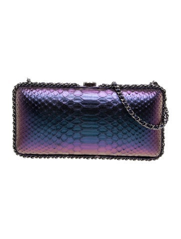 Paris-Dubai Iridescent Python Chain-Around Clutch