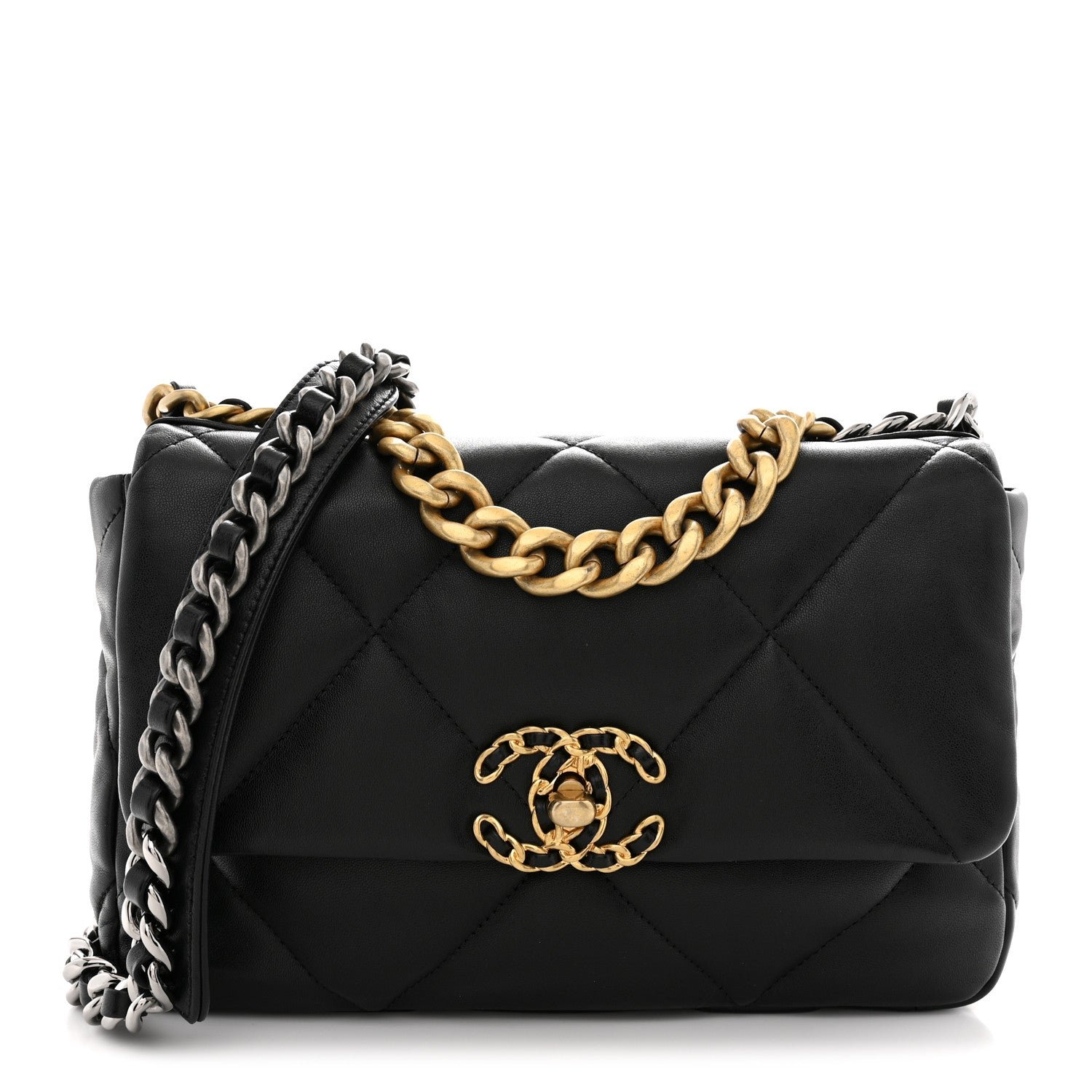 Chanel Lambskin Quilted Medium Chanel 19 Flap Black