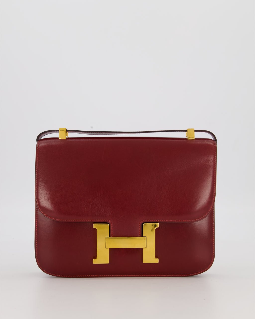 *SUPER RARE* Hermès Vintage Constance 23 Bag in Rouge H Box Leather with Gold Hardware