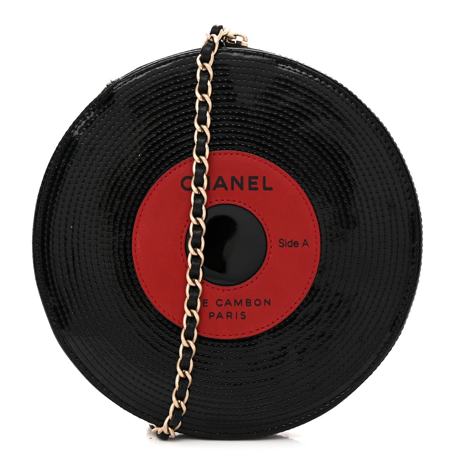 Chanel Patent Vinyl Record Clutch Black
