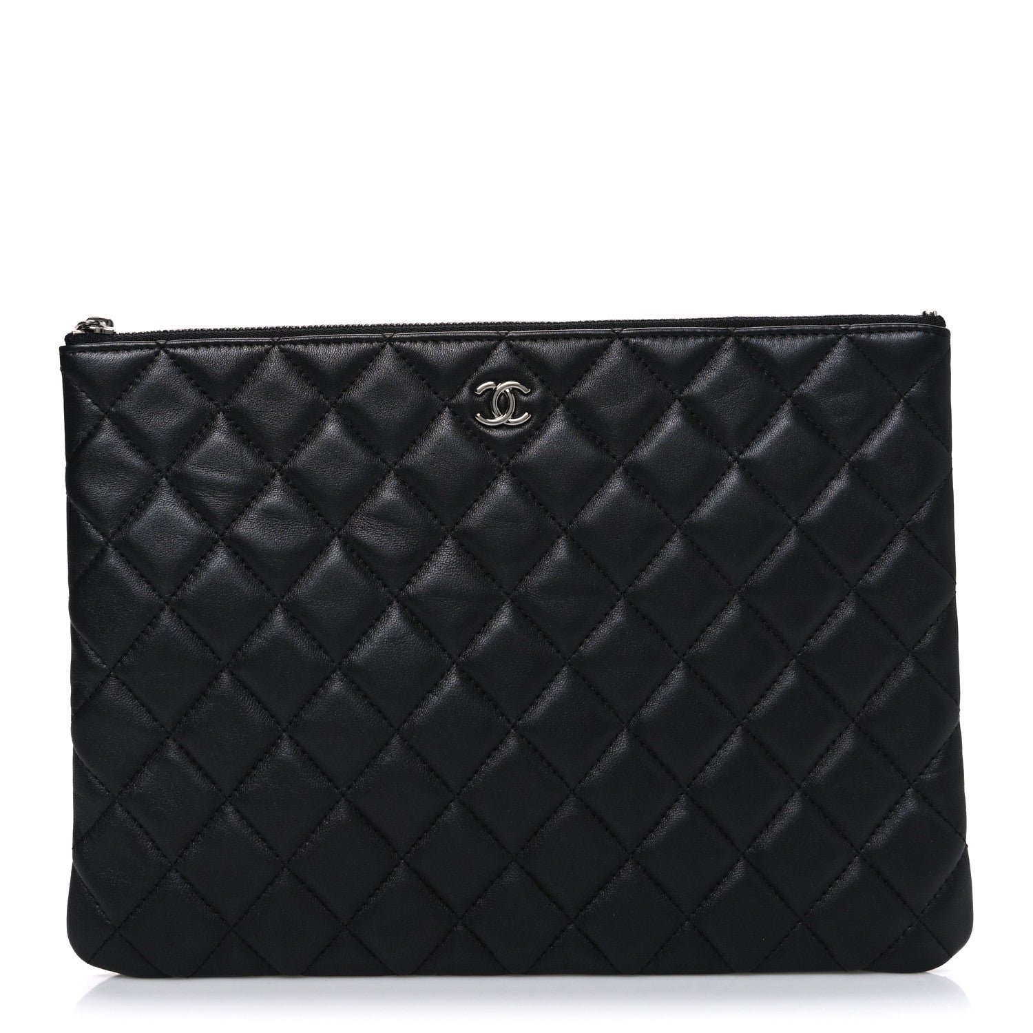 Chanel Lambskin Quilted Medium Cosmetic Case Black
