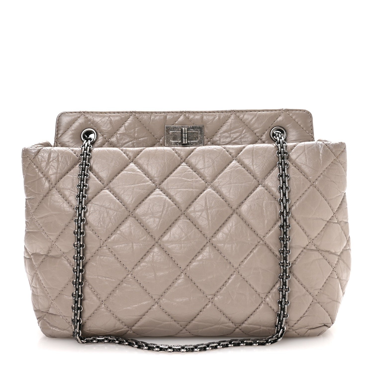 Chanel Aged Calfskin Quilted Reissue 2.55 Tote Light Grey